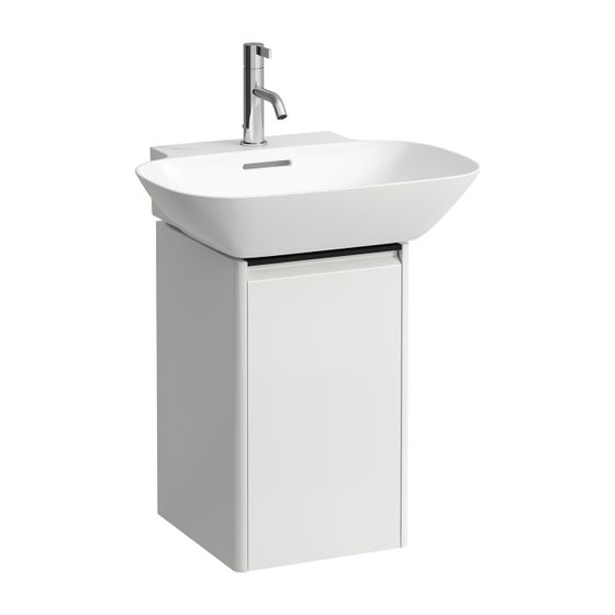 Laufen Waschtischunterbau BASE für INO 339x317x515mm, Ulme dunkel, Schwarz, 1 Tür Scharnier rechts mit Griff Aluminium