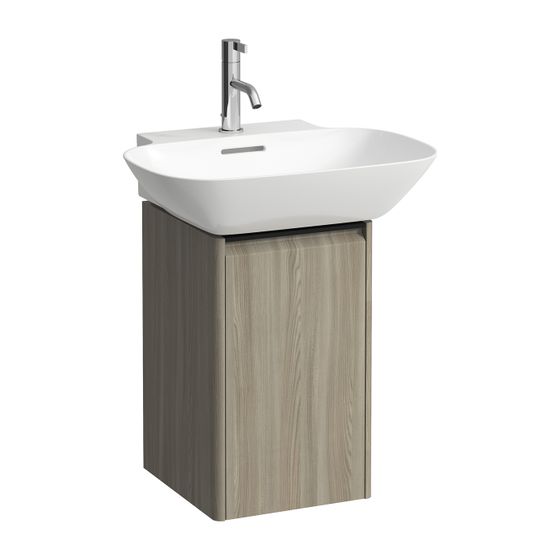 Laufen Waschtischunterbau BASE für INO 339x317x515mm, Ulme hell, Schwarz, 1 Tür Scharnier rechts mit Griff Aluminium
