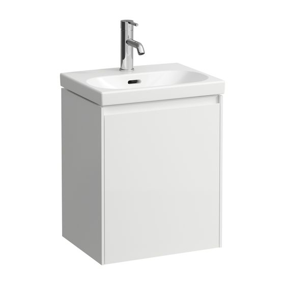 Laufen Waschtischunterbau LANI 339x437x515mm, Mattweiß, 1 Tür Scharnier rechts, Glasabl. fix, für LUA