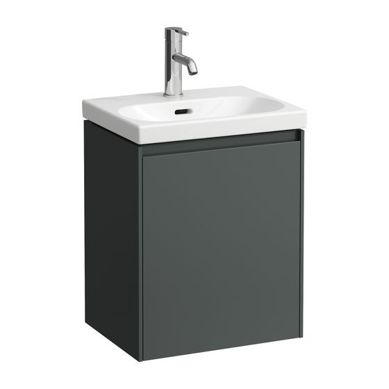 Laufen Waschtischunterbau LANI 339x437x515mm, Verkehrsgrau, 1 Tür Scharnier rechts, Glasabl. fix, für LUA