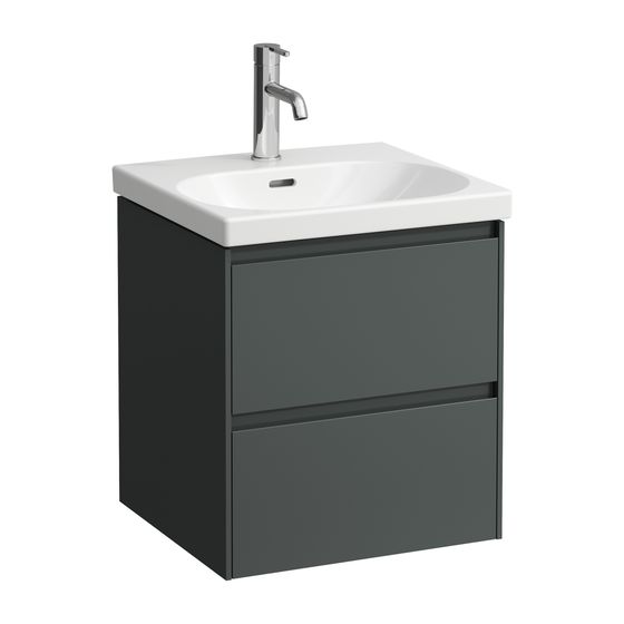 Laufen Waschtischunterbau LANI 442x482x515mm, Verkehrsgrau, mit 2 Schubladen, Griffleiste Vollauszug, Soft-Close