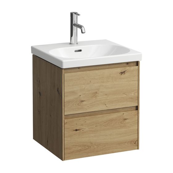 Laufen Waschtischunterbau LANI 442x482x515mm, Wildeiche, mit 2 Schubladen, Griffleiste Vollauszug, Soft-Close