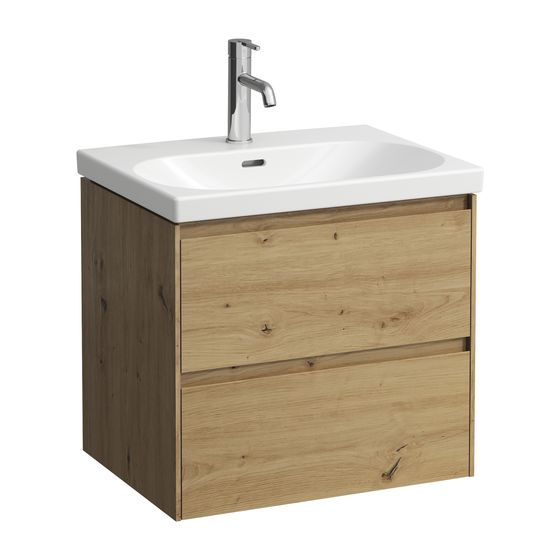 Laufen Waschtischunterbau LANI 442x584x515mm, Wildeiche, mit 2 Schubladen, Griffleiste Vollauszug, Soft-Close