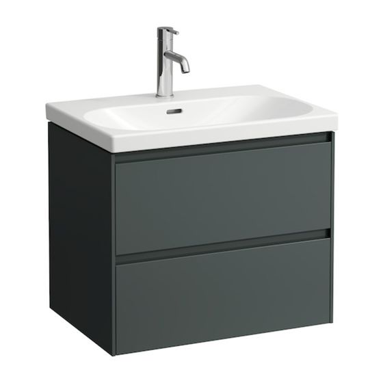 Laufen Waschtischunterbau LANI 442x636x515mm, Verkehrsgrau, mit 2 Schubladen, Griffleiste Vollauszug, Soft-Close, für LUA