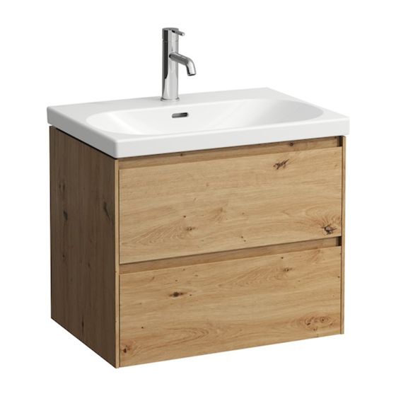 Laufen Waschtischunterbau LANI 442x636x515mm, Wildeiche, mit 2 Schubladen, Griffleiste Vollauszug, Soft-Close, für LUA