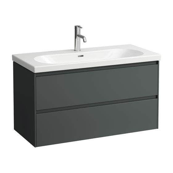 Laufen Waschtischunterbau LANI 442x984x515mm, Verkehrsgrau, mit 2 Schubladen, Griffleiste Vollauszug, Soft-Close, für LUA