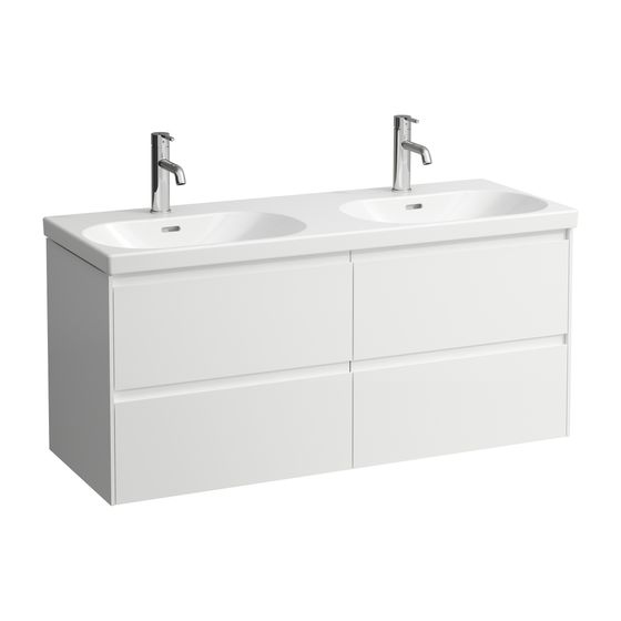 Laufen Waschtischunterbau LANI 442x1182x515mm, Mattweiß, mit 4 Schubladen, Griffleiste Vollauszug, Soft-Close, für LUA
