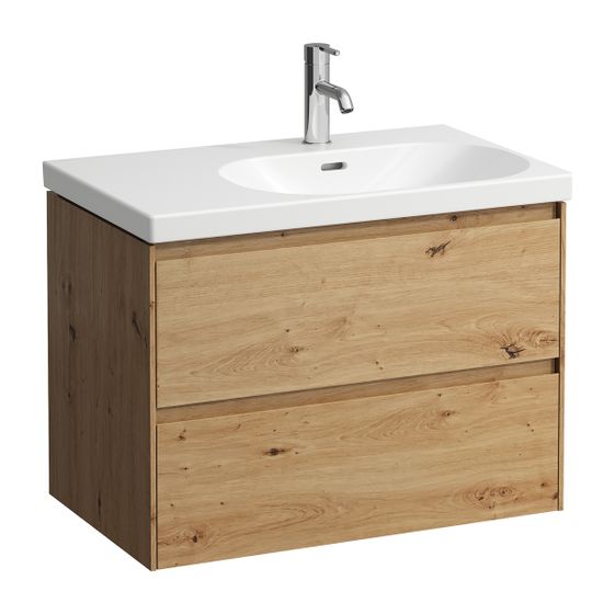 Laufen Waschtischunterbau LANI 448x735x515mm, Wildeiche, 2 Schubladen, Griffleiste Vollausz., Soft-Close, für LUA