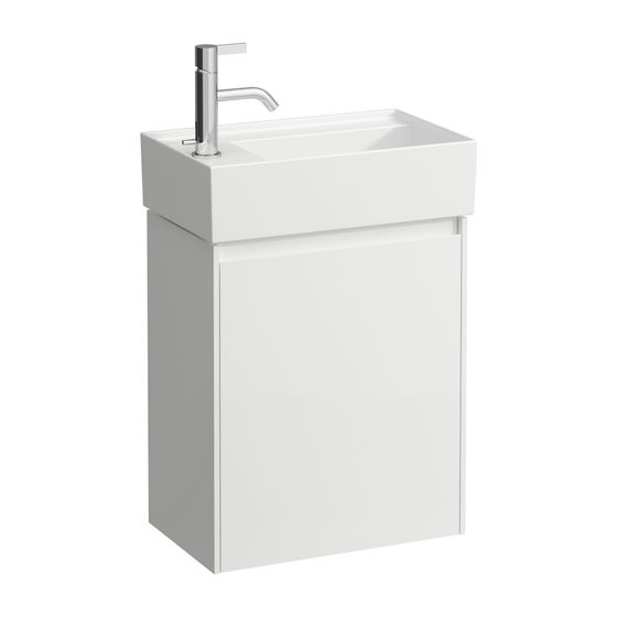 Laufen Waschtischunterbau LANI 270x437x515mm, Mattweiß, 1 Tür Scharnier links, Griffleiste/Soft-Close/Glasabl. fix, für Kartell