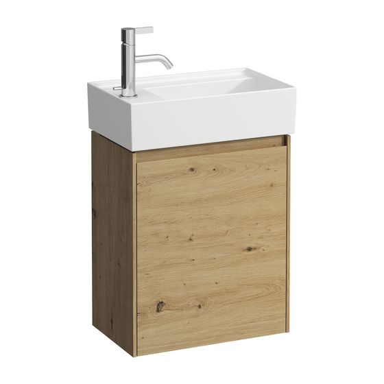 Laufen Waschtischunterbau LANI 270x437x515mm, Wildeiche, 1 Tür Scharnier links, Griffleiste/Soft-Close/Glasabl. fix, für Kartell
