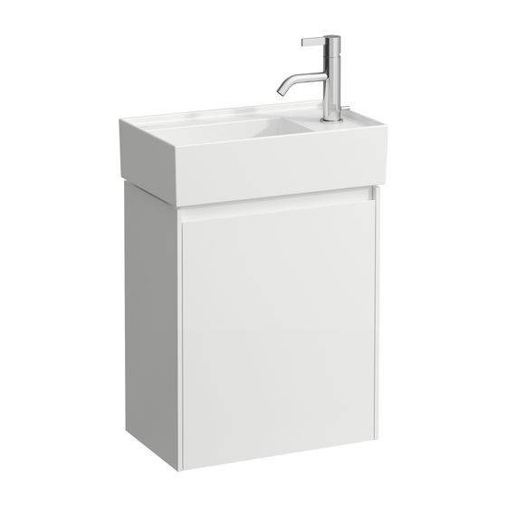 Laufen Waschtischunterbau LANI 270x437x515mm, Mattweiß, 1 Tür Scharnier rechts, Griffleiste/Soft-Close/Glasabl. fix, für Kartell