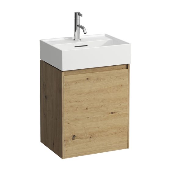 Laufen Waschtischunterbau LANI 330x437x515mm, Wildeiche, 1 Tür Scharnier rechts, Griffleiste/Soft-Close/Glasabl. fix, Kartell