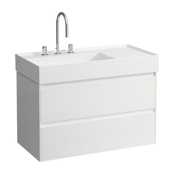 Laufen Waschtischunterbau LANI 448x882x515mm, glänzend Weiß, 2 Schubladen, Griffleiste Vollausz., Soft-Close, Kartell H810338