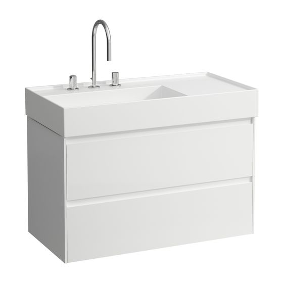 Laufen Waschtischunterbau LANI 448x882x515mm, Mattweiß, 2 Schubladen, Griffleiste Vollausz., Soft-Close, für Kartell H810338