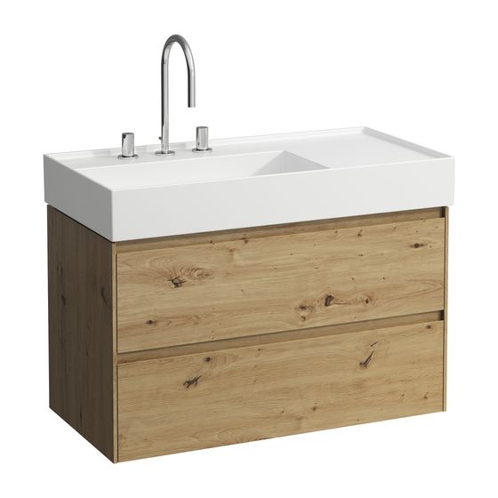 Laufen Waschtischunterbau LANI 448x882x515mm, Wildeiche, 2 Schubladen, Griffleiste Vollausz., Soft-Close, für Kartell H810338