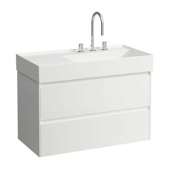 Laufen Waschtischunterbau LANI 448x882x515mm, glänzend Weiß, 2 Schubladen, Griffleiste Vollausz., Soft-Close, Kartell H810339