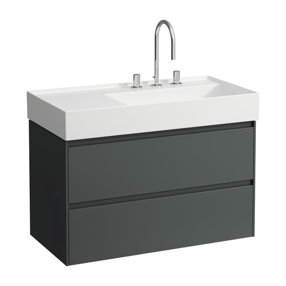 Laufen Waschtischunterbau LANI 448x882x515mm, Verkehrsgrau, 2 Schubladen, Griffleiste Vollausz., Soft-Close, für Kartell H810339