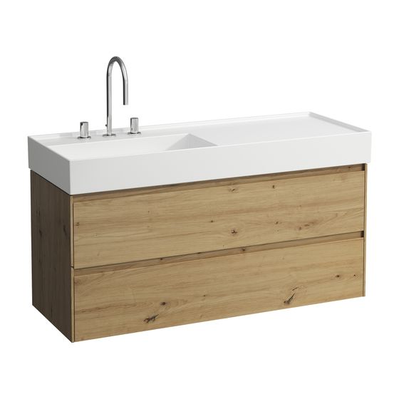 Laufen Waschtischunterbau LANI 448x1182x515mm, Wildeiche, 2 Schubladen, Griffleiste Vollausz., Soft-Close, für Kartell H813332