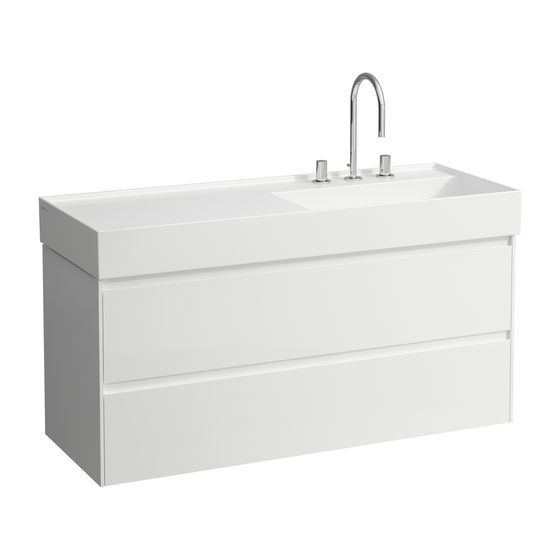 Laufen Waschtischunterbau LANI 448x1182x515mm, Mattweiß, 2 Schubladen, Griffleiste Vollausz., Soft-Close, für Kartell H813333