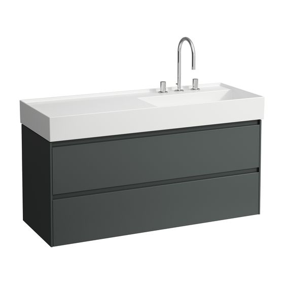 Laufen Waschtischunterbau LANI 448x1182x515mm, Verkehrsgrau, 2 Schublad., Griffleiste Vollausz., Soft-Close, für Kartell H813333