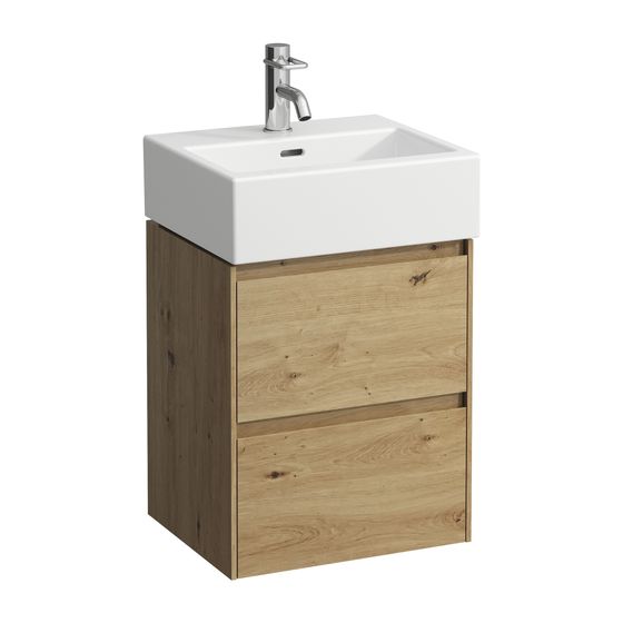 Laufen Waschtischunterbau LANI 368x437x515mm, Wildeiche, mit 2 Schubladen, Griffleiste Vollauszug, Soft-Close, für Living City