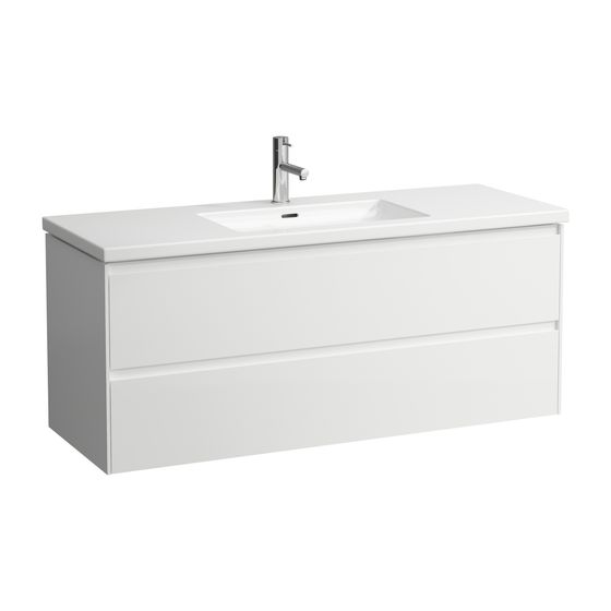 Laufen Waschtischunterbau LANI 471x1284x515mm, Mattweiß, 2 Schubladen, Griffleiste Vollausz., Soft-Close, für Living Square