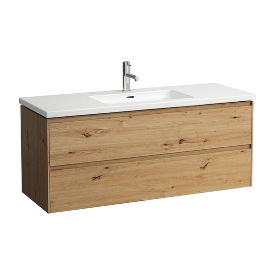 Laufen Waschtischunterbau LANI 471x1284x515mm, Wildeiche, 2 Schubladen, Griffleiste Vollausz., Soft-Close, für Living Square