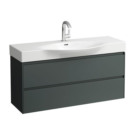 Laufen Waschtischunterbau LANI 368x1182x515mm, Verkehrsgrau, mit 2 Schubladen, Griffleiste Vollauszug, Soft-Close, für Palace