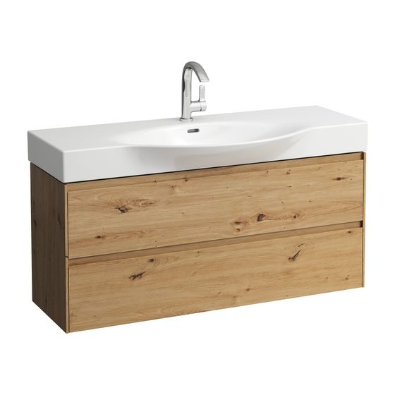 Laufen Waschtischunterbau LANI 368x1182x515mm, Wildeiche, mit 2 Schubladen, Griffleiste Vollauszug, Soft-Close, für Palace