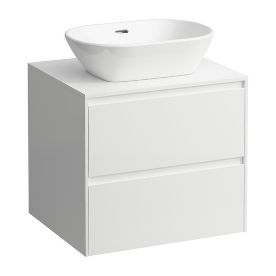 Laufen Waschtisch Unterbau u. Platte Schubladenel. LANI 493x585x527mm, Mattweiß, Ausschnitt mittig, 2 Schubladen, Abdpl. 12mm