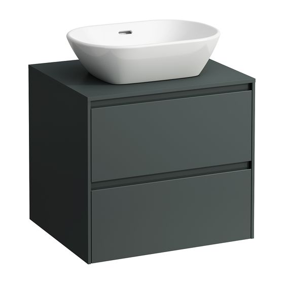 Laufen Waschtisch Unterbau u. Platte Schubladenel. LANI 493x585x527mm, Verkehrsgrau, Ausschnitt mittig, 2 Schubl, Abdpl. 12mm
