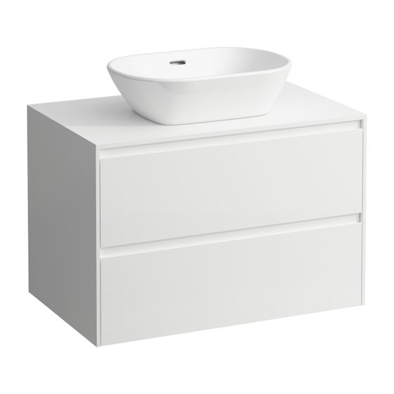 Laufen Waschtisch Unterbau u. Platte Schubladenel. LANI 493x785x527mm, Mattweiß, Ausschnitt mittig, 2 Schubladen, Abdpl. 12mm