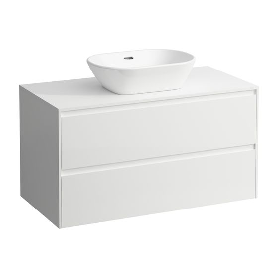 Laufen Waschtisch Unterbau u. Platte Schubladenel. LANI 493x985x527mm, Mattweiß, Ausschnitt mittig, 2 Schubladen, Abdpl. 12mm