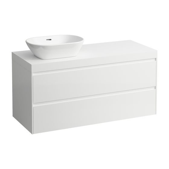 Laufen WT Unterbau u. Platte, Modular System, LANI 495x1185x580mm, Multic., Mattweiß, Ausschn. L, 2 Schubladen