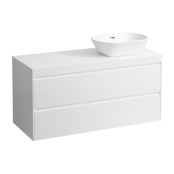 Laufen WT Unterbau u. Platte, Modular System, LANI 495x1185x580mm, Specialc., Mattweiß, Ausschn. R, 2 Schubl.