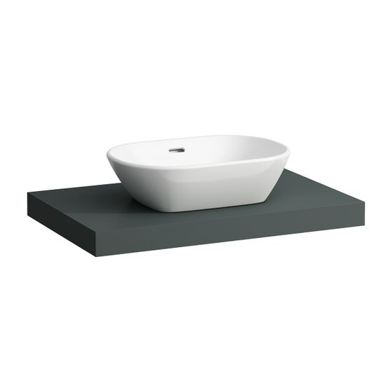 Laufen Waschtisch-Platte LANI 495x785x65mm, Verkehrsgrau, mit Ausschnitt mittig, inklusive 2 Befestigungselemente