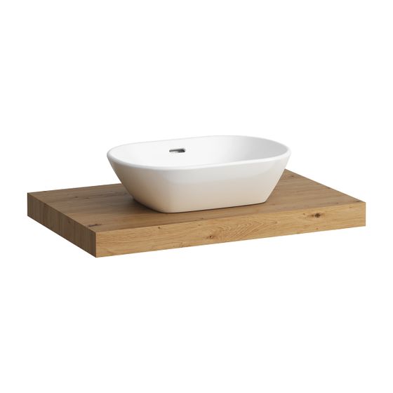 Laufen Waschtisch-Platte LANI 495x785x65mm, Wildeiche, mit Ausschnitt mittig, inklusive 2 Befestigungselemente
