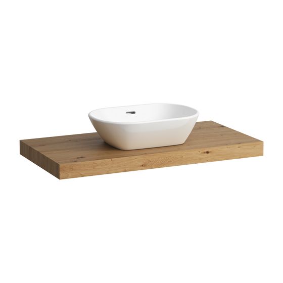Laufen Waschtisch-Platte LANI 495x985x65mm, Wildeiche, mit Ausschnitt mittig, inklusive 2 Befestigungselemente