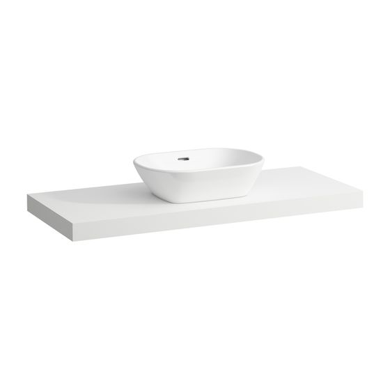 Laufen Waschtisch-Platte LANI 495x1185x65mm, Mattweiß, mit Ausschnitt mittig, inklusive 2 Befestigungselemente