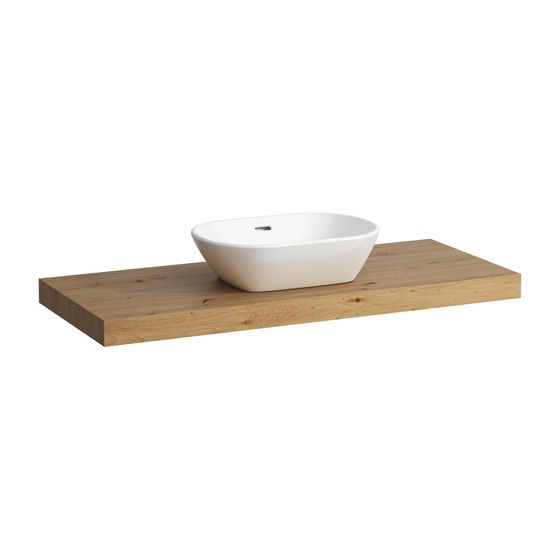 Laufen Waschtisch-Platte LANI 495x1185x65mm, Wildeiche, mit Ausschnitt mittig, inklusive 2 Befestigungselemente