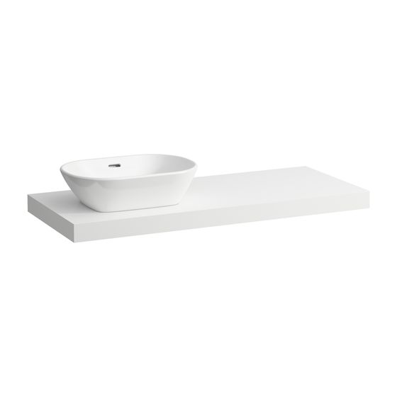Laufen Waschtisch-Platte LANI 495x1185x65mm, Mattweiß, mit Ausschnitt links, inklusive 2 Befestigungselemente