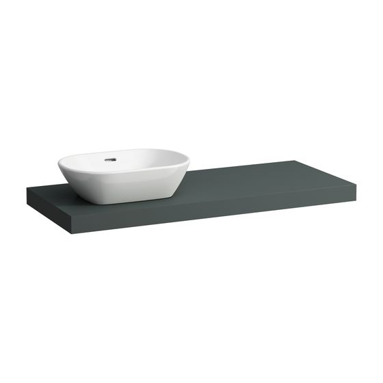 Laufen Waschtisch-Platte LANI 495x1185x65mm, Verkehrsgrau, mit Ausschnitt links, inklusive 2 Befestigungselemente