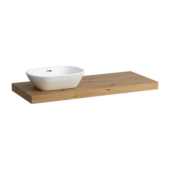 Laufen Waschtisch-Platte LANI 495x1185x65mm, Wildeiche, mit Ausschnitt links, inklusive 2 Befestigungselemente