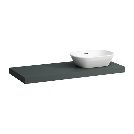 Laufen Waschtisch-Platte LANI 495x1185x65mm, Verkehrsgrau, mit Ausschnitt rechts, inklusive 2 Befestigungselemente
