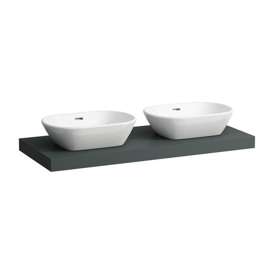 Laufen Waschtisch-Platte LANI 495x1185x65mm, Verkehrsgrau, mit Ausschnitt links/rechts, inklusive 2 Befestigungselemente