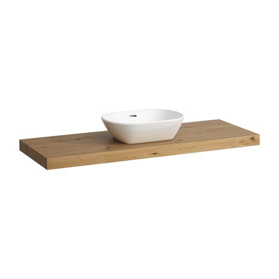 Laufen Waschtisch-Platte LANI 495x1370x65mm, Wildeiche, mit Ausschnitt mittig, inklusive 2 Befestigungselemente
