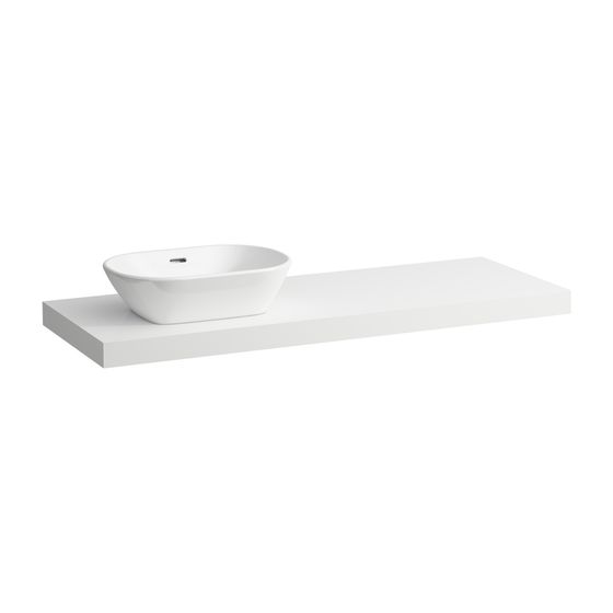 Laufen Waschtisch-Platte LANI 495x1370x65mm, Mattweiß, mit Ausschnitt links, inklusive 2 Befestigungselemente