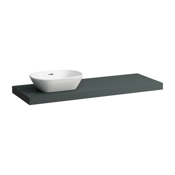 Laufen Waschtisch-Platte LANI 495x1370x65mm, Verkehrsgrau, mit Ausschnitt links, inklusive 2 Befestigungselemente