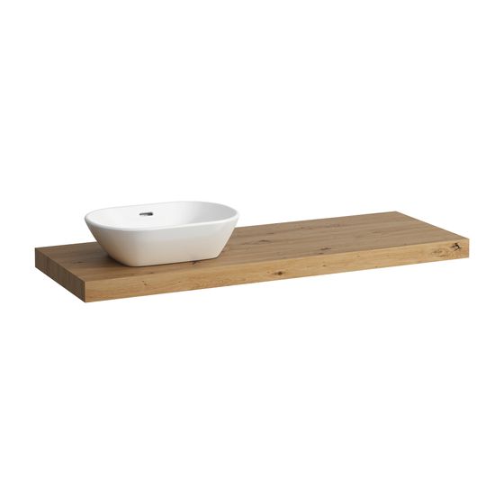 Laufen Waschtisch-Platte LANI 495x1370x65mm, Wildeiche, mit Ausschnitt links, inklusive 2 Befestigungselemente