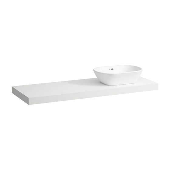 Laufen Waschtisch-Platte LANI 495x1370x65mm, Mattweiß, mit Ausschnitt rechts, inklusive 2 Befestigungselemente